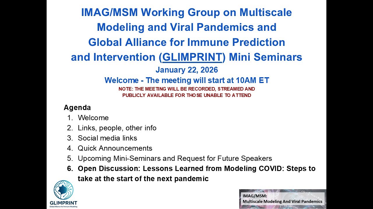 WG/GLIMPRINT Seminars: Barhak, Lessons Learned from Modeling COVID-19 Part 2, January 22, 2026