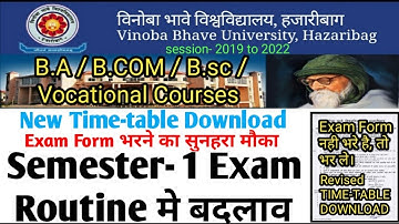 Vbu Hazaribag ug Semester-1 Resvised Time-Table & Exam Form भरे-vbu Sessions 2019-2022