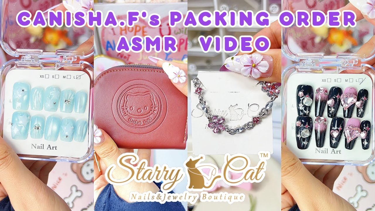 STARRY CAT MINIMALIST NAIL PACKING ASMR | CALM WRAPPING & BOX CLOSING