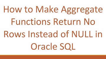 How to Make Aggregate Functions Return No Rows Instead of NULL in Oracle SQL