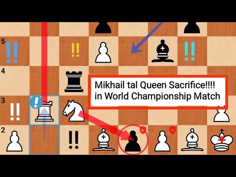 "The Magician" Mikhail Tal Sacrifice "QUEEN & KNIGHT" in World Championship Match "1960" Moscow ✅💖