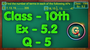 Class - 10 Ex - 5.2 Q5 Maths (Arithmetic progression) NCERT CBSE || Green Board