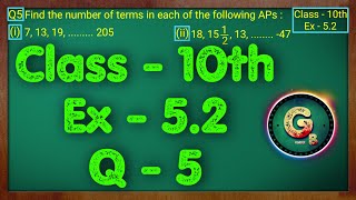Class - 10 Ex - 5.2 Q5 Maths (Arithmetic progression) NCERT CBSE || Green Board