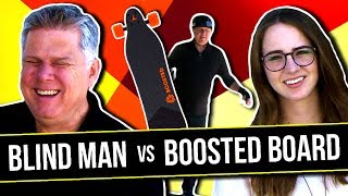 Blind Man Tries An Electric Skateboard / Boosted Board (Feat. Sara Dietschy)