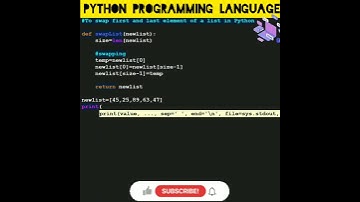 #python 89 To Interchange First and Last Elements In a List In Python | #shorts #coding #python