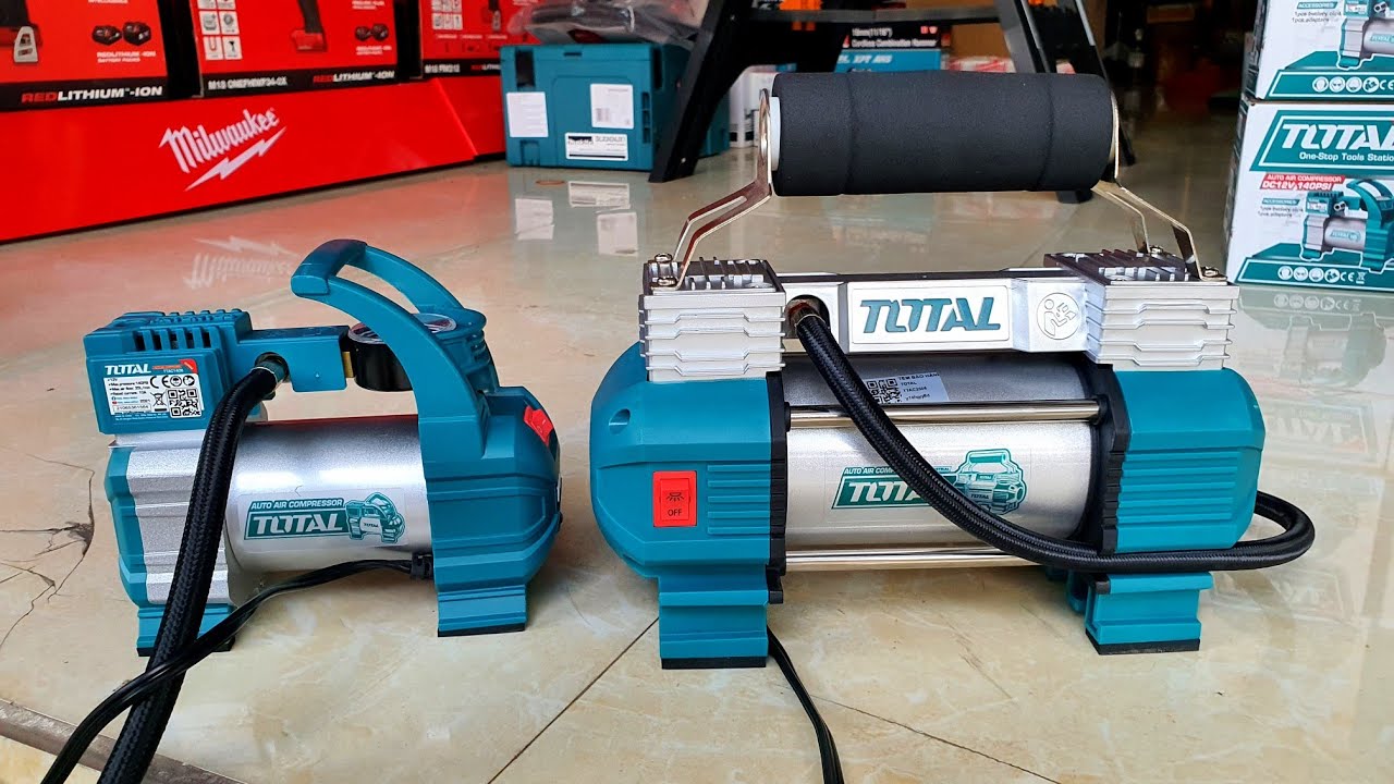 So sánh, test thực tế 2 mẫu Bơm bánh xe 12v TOTAL, bỏ cái này trên xe cực tiện