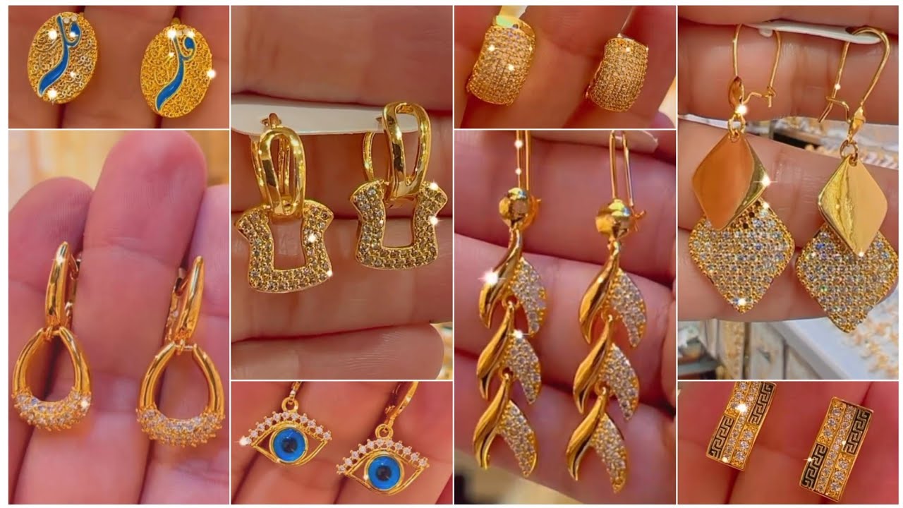 أجمل أشكال الحلقان الذهب ❤️ أجمل الحلقان الذهب 2024