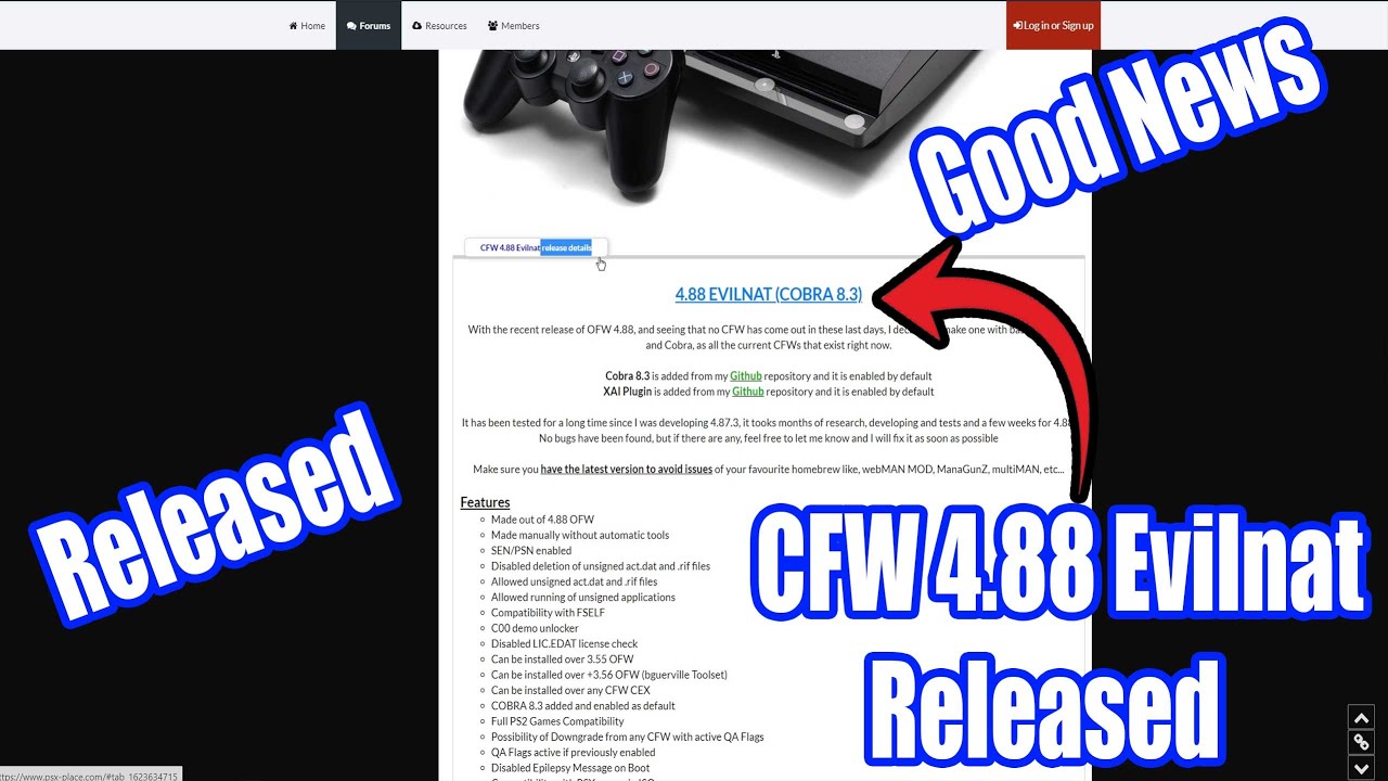 Cfw 4 88 evilnat cobra 8 3 cex has been release date 6 13 2021 youtube