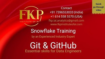 Snowflake Online Training: Git & Git Hub | +91 7396553033 (India) |  +1 614 558 5570 (USA)