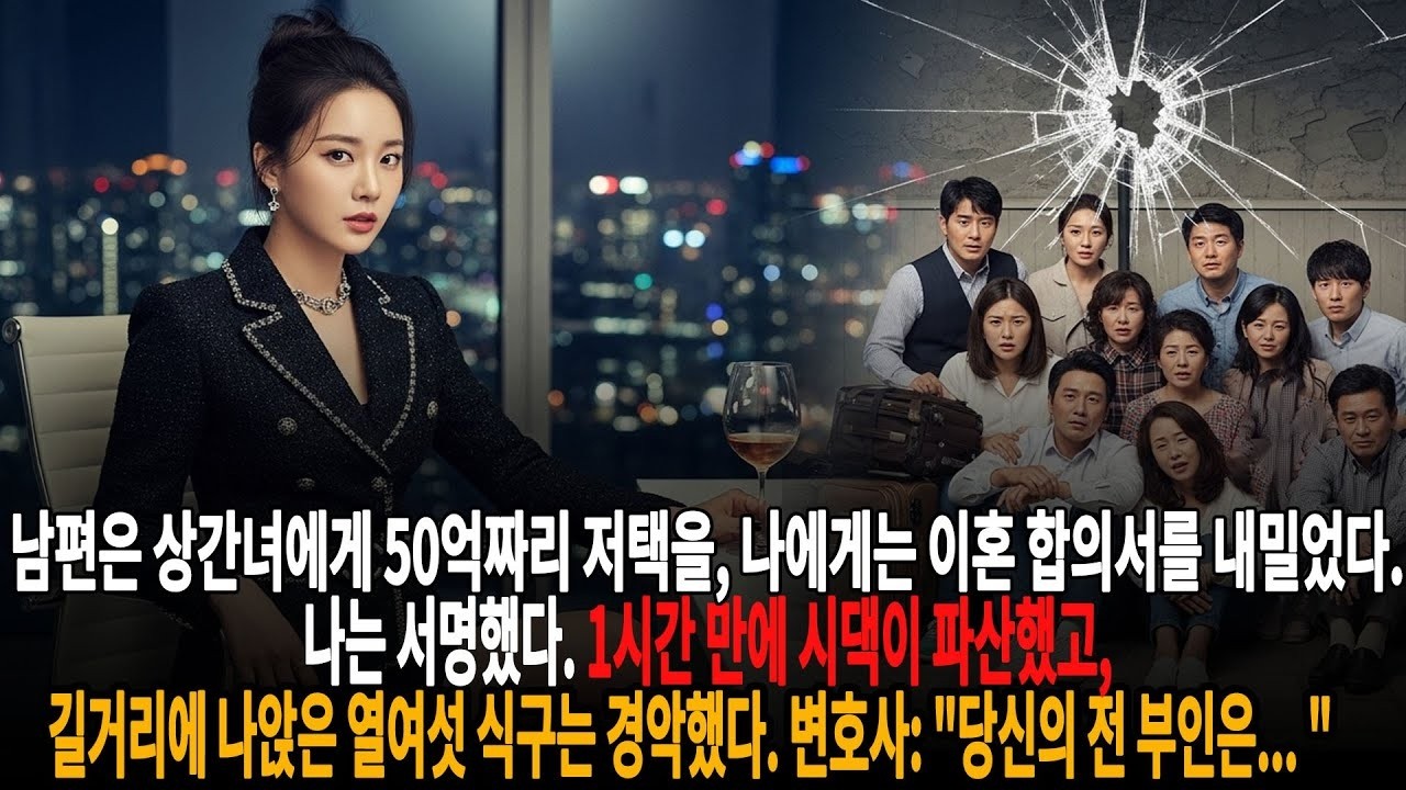 남편은 상간녀에게 50억짜리 저택을, 나에게는 이혼 합의서를 내밀었다 나는 서명했다  1시간 만에 시댁이 파산했고,길바닥에 나앉은 16명이 모두 경악했다