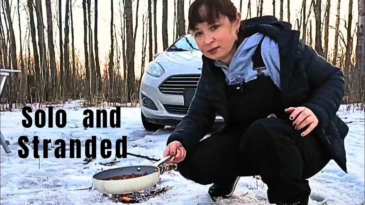 Solo Winter Car Camping Stranded in the Backcountry with Hobo Stove