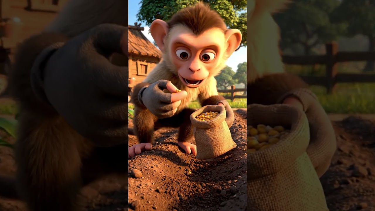 Little Monkey’s Farm Life | Planting Corn with Joy and Natural Sounds