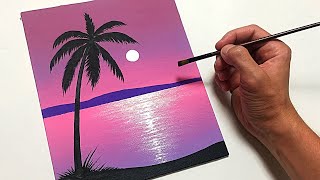 Palm Sunset for Beginners | Easy Acrylic Painting Step by Step by Arter 25,940 views 8 months ago 11 minutes, 35 seconds