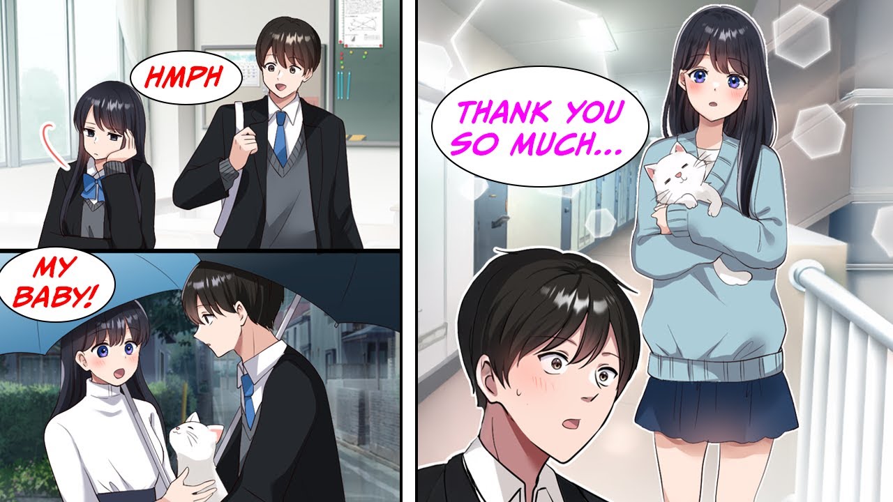 [Manga Dub] I save the cold girl's cat and she comes over to thank me...!? [RomCom]