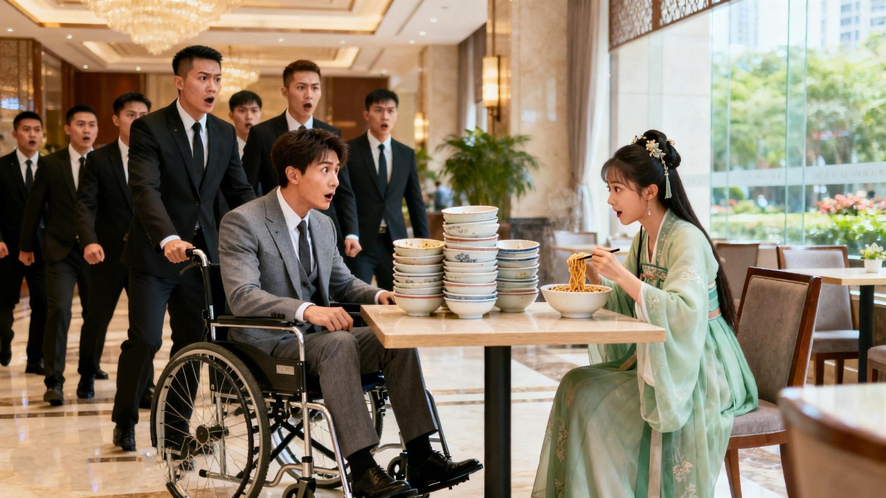 CEO hated all women until he saw，poor girl eat 18 bowls of noodles in row,love blossomed within him。