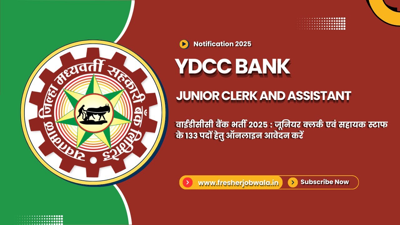 YDCC Bank Recruitment 2025   Apply Online for 133 Junior Clerk and Assistant Staff Posts
