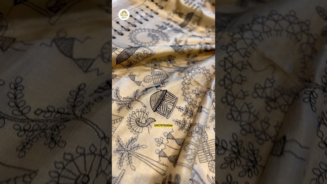 “Heritage in Every Thread – Bastar Tribal Art on Semi Tussar”😍 