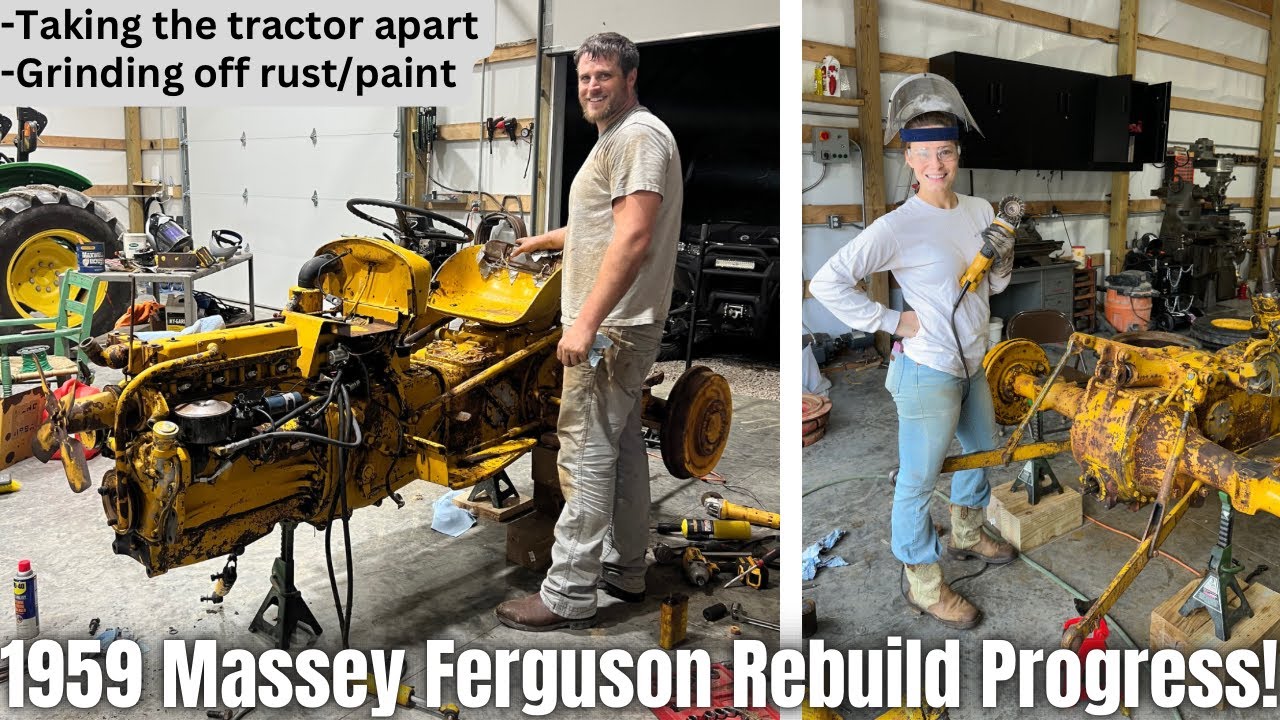 1959 MF Tractor Rebuild #2: Tearing it apart /Grinding off old paint & rust= LOTS OF PROGRESS!
