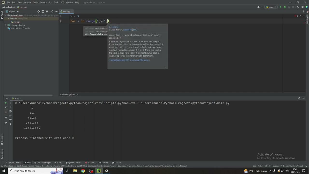 easy way to make a pyramid pattern in python - YouTube