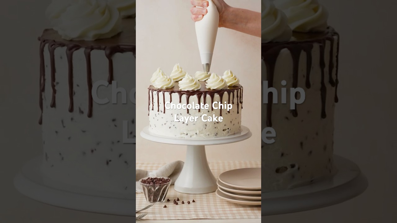Chocolate Chip Cake with Ganache Drip