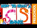 How to draw a snake letter s  preschool