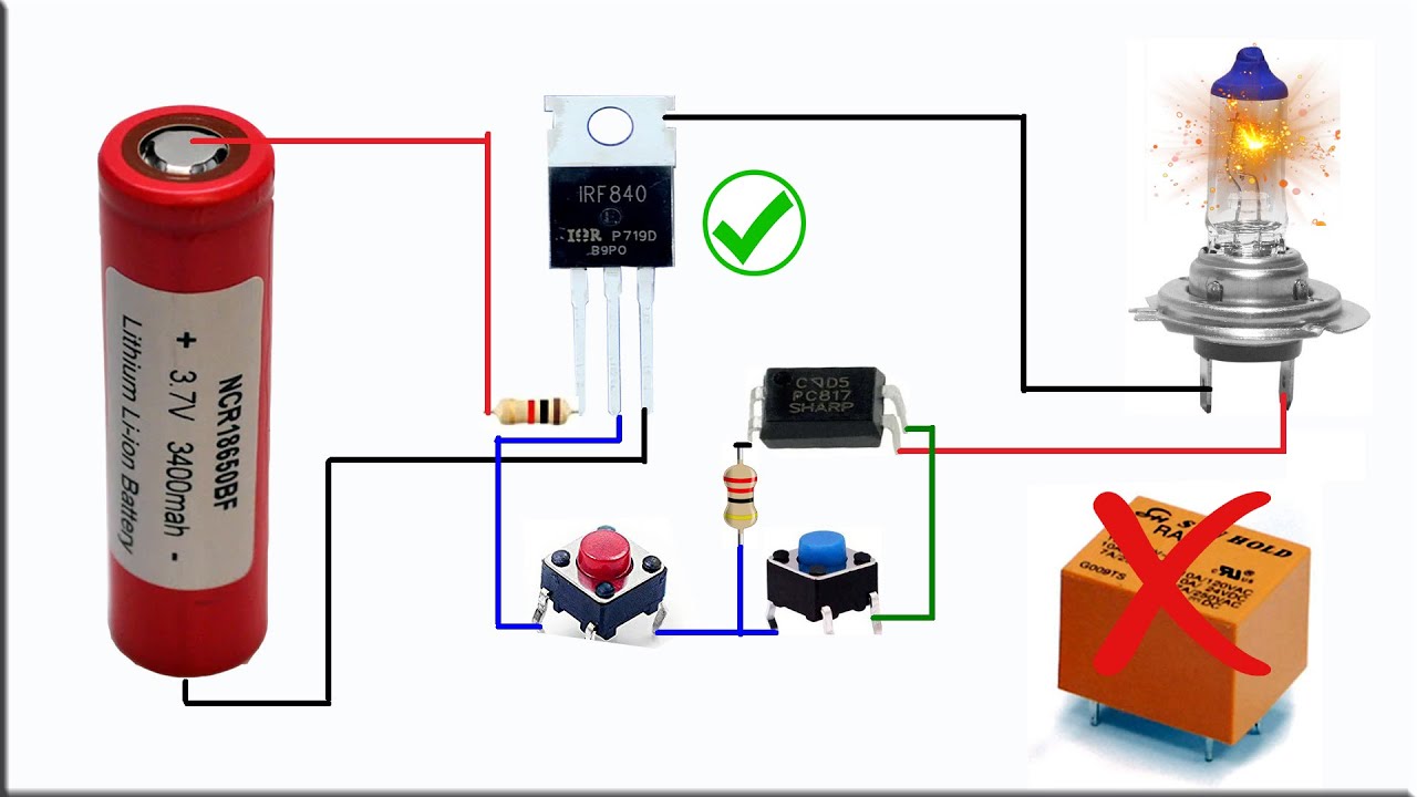 Dual Push Button On Off Circuit with Short-Circuit Protection Without ...