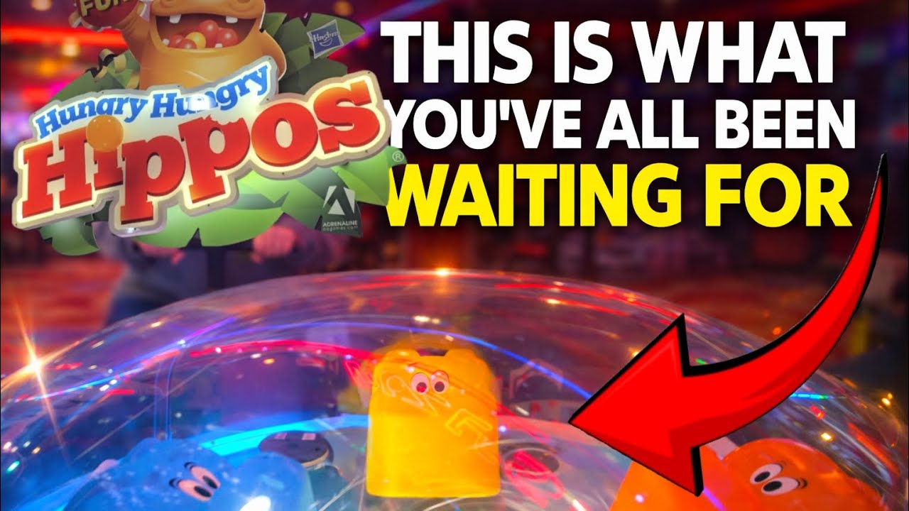 WORLD'S BIGGEST HUNGRY HIPPOS GAME.Can we get Emma on? Uk holiday resort Scarborough,claw 2p pusher