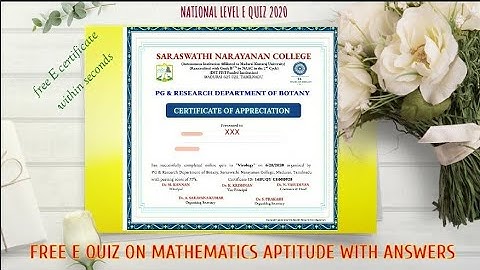 Free E quiz 2020 with free E certificate -Free E quiz with answers-2 Free Online quizzes on Aptitude