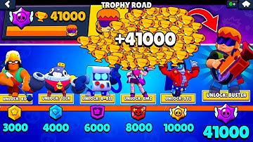 NONSTOP to 41000 TROPHIES Without Collecting TROPHY ROAD + New Brawler BUSTER - Brawl Stars