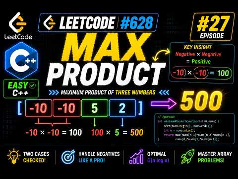 🔥 LeetCode #27: 628. Maximum Product of Three Numbers | Easy C++ Solution