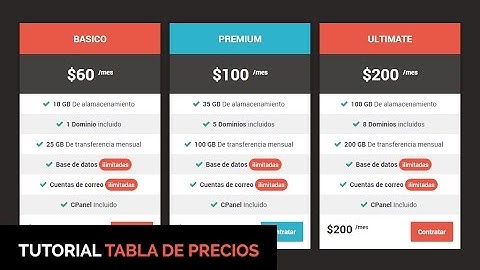 Como hacer una tabla de precios en HTML / CSS