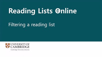 Using filters in Online Reading Lists