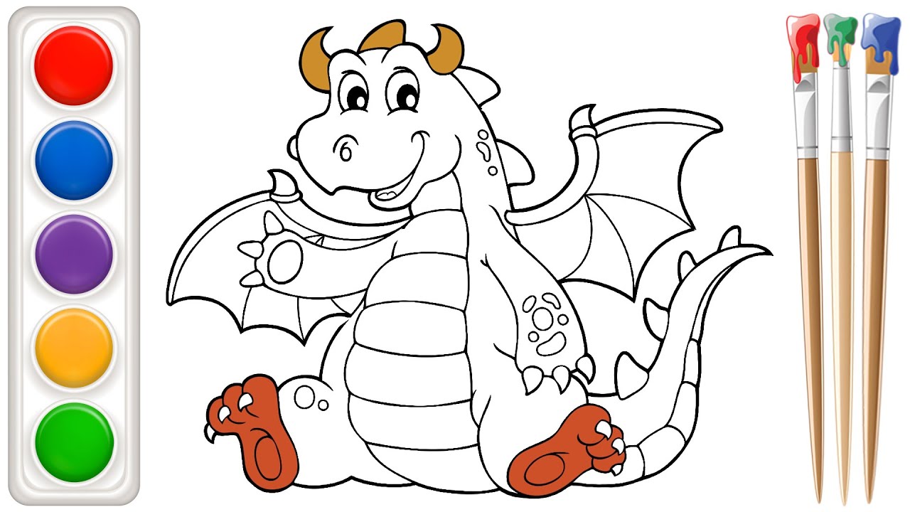 Draw and color Dragon step by step - YouTube