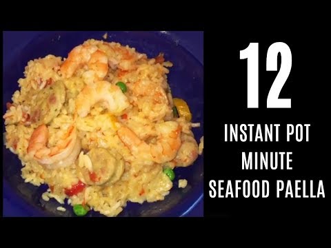 Easy Instant pot Seafood Paella Recipe with chicken and SHRIMP 12 minute meal