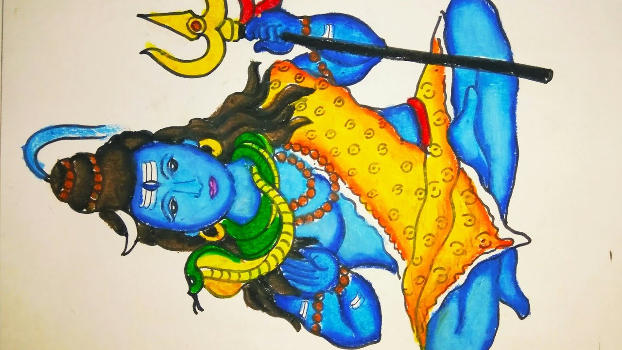 Mahashivratri Drawing In Oil Pastels Lord Shiva Drawing How To Draw