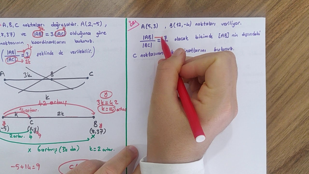 11.SINIF ANALİTİK GEOMETRİ-3 (Bir Doğru Parçasını Bölen Nokta, Orta Nokta, Üçgenin Ağırlık Merkezi)