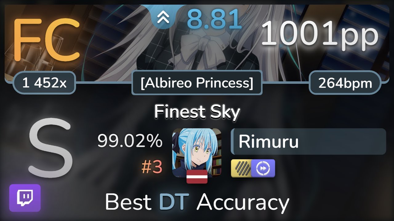 🔴 8.8⭐ Rimuru | Ceui - Finest Sky [Albireo Princess] +HDDT 99.02% (#3 1001pp FC) - osu!