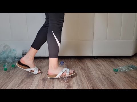 Crush plastic bootles recycling with my white Birkenstock Yao #SOFIAARMAZZI