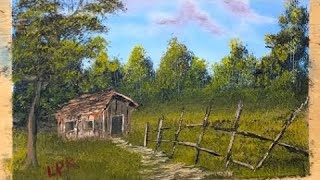 Easy Cabin Landscape Painting Tutorial