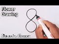 How to draw a cute flower easy from number 8  how to draw a simple flower design from number 8