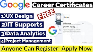 Google Career Free Certificates | UX Design | IT Supports | Data Analytics | Project Management