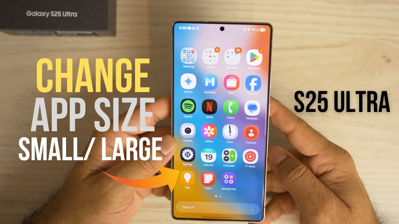 How to change the App Icon Size Smaller / Larger on Samsung Galaxy S25 ...