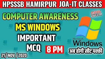 HPSSSB/HPSSC Junior Office Assistant (JOA-IT) Preparation 2020 | Computer Awareness-MS WINDOWS MCQ