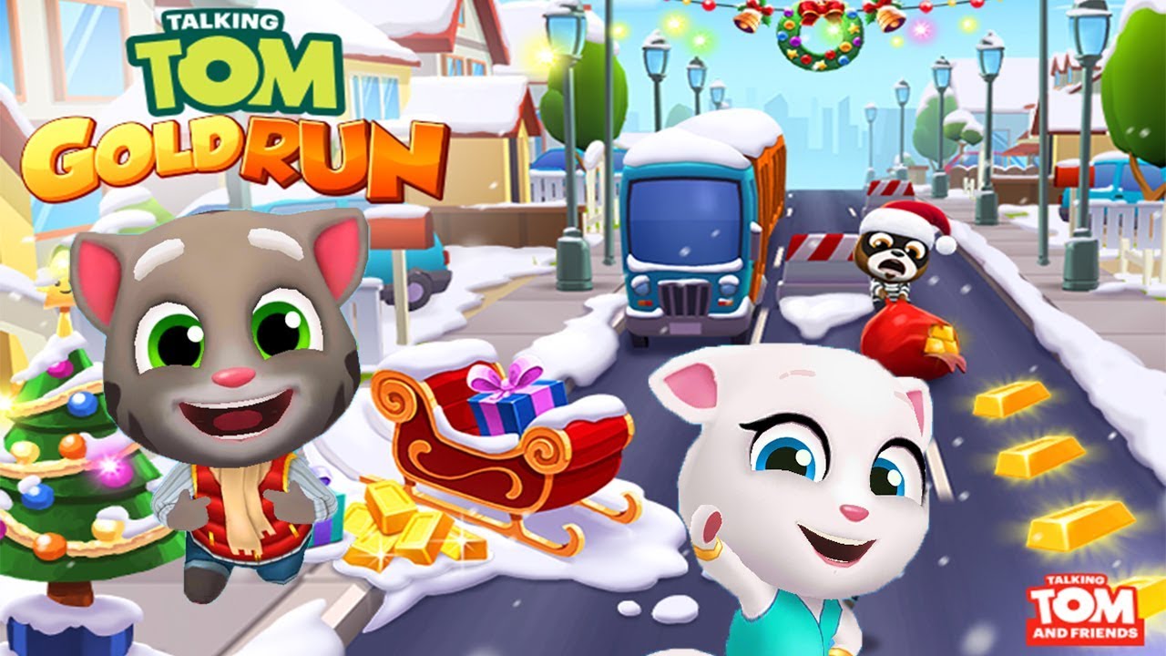 Talking Tom Gold Run ipad Gameplay - Frosty Tom vs Neon Angela
