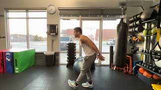 Hamstring sweep dynamic stretch
