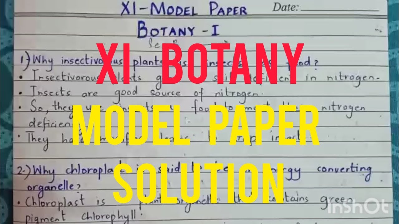 XI BOTANY MODEL PAPER SOLUTION 2023 SINDH BOARD YouTube