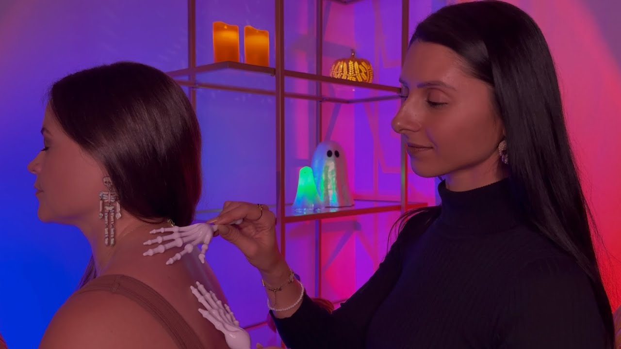 Girl in Class ASMR 🎃 Hair Play, Back Scratches, Story Time & Spooky Tools