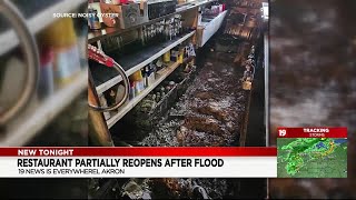 Akron restaurant partially reopens more than 2 weeks after flooding from storms