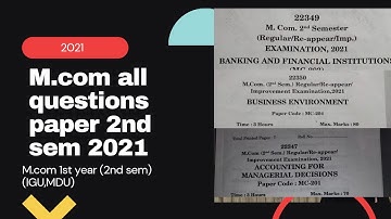 M.COM 2ND SEM ALL QUESTION PAPER 2021||MDU IGU||