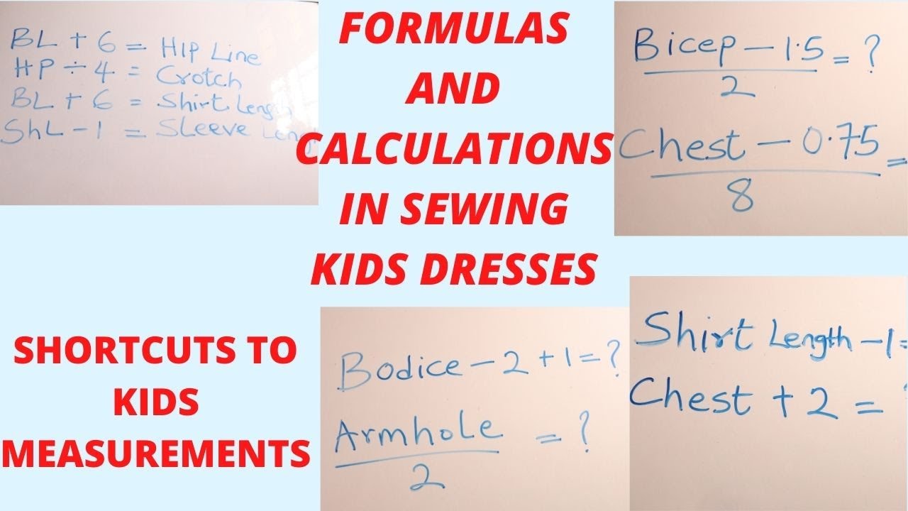 FORMULAS AND CALCULATIONS IN SEWING. BUST CUP SIZE FORMULA